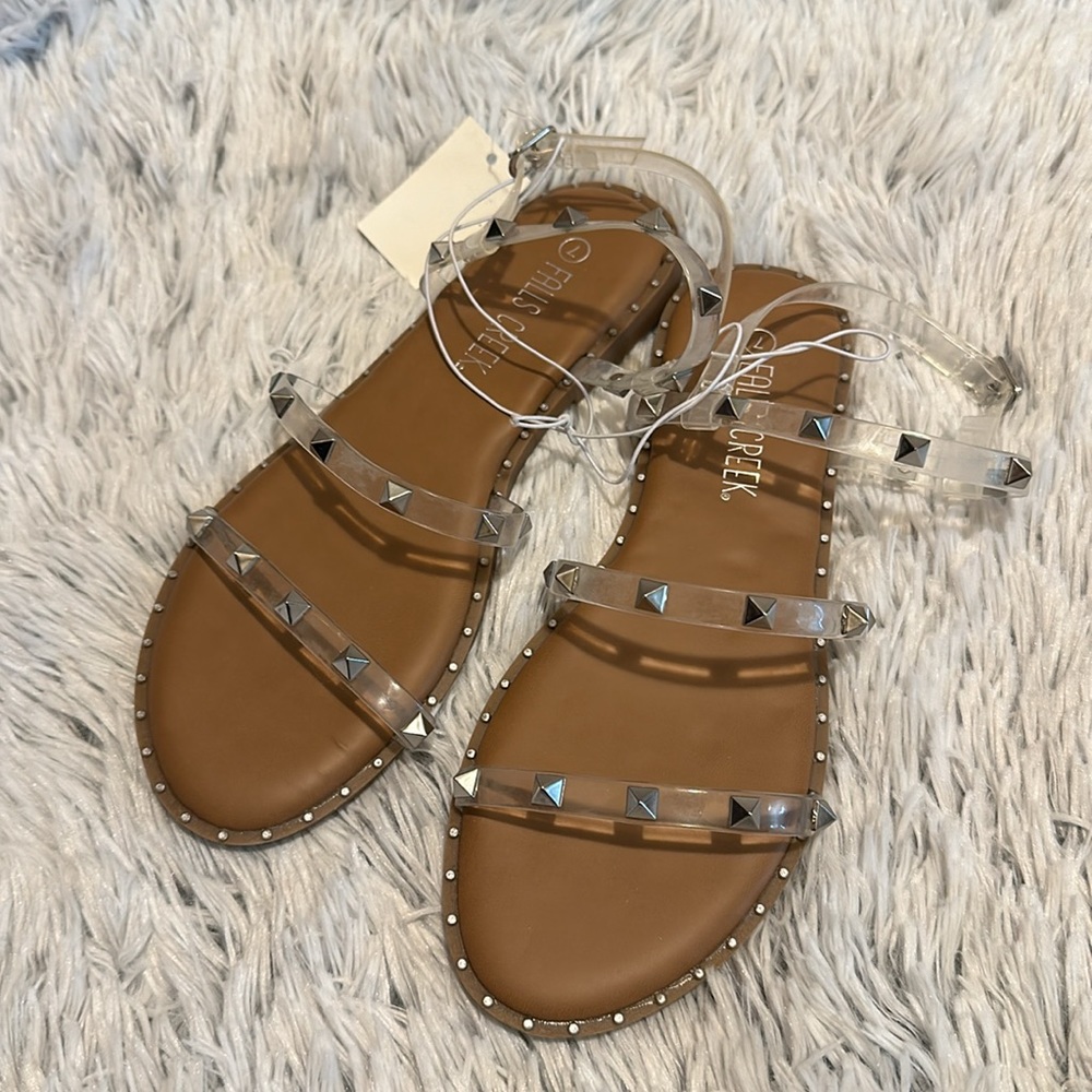 Falls Creek Women’s Clear Strap Studded Sandals - Picture 2 of 6